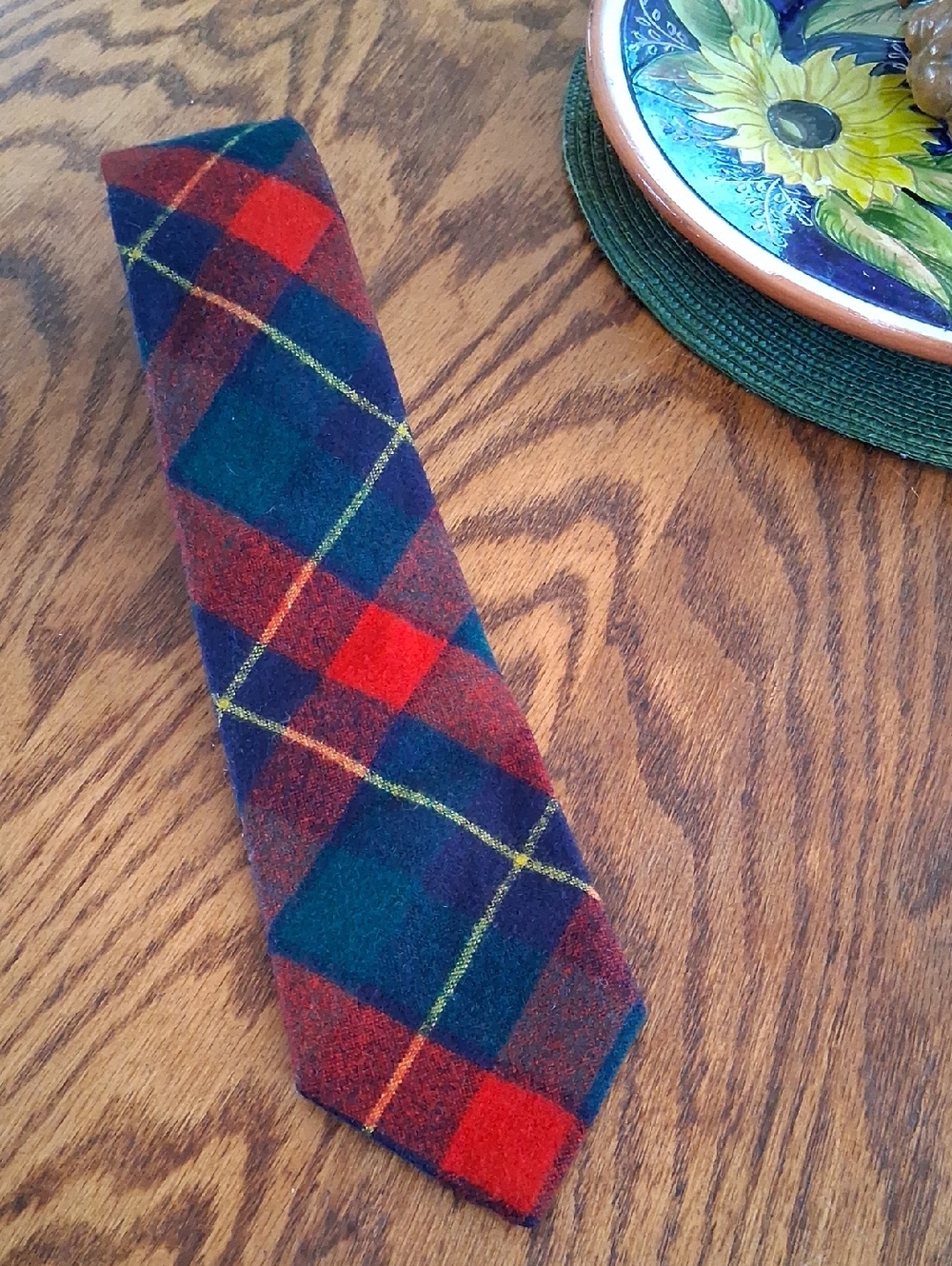 Vintage Pendleton Wool Classic Tartan Red Navy Yellow Plaid Neck Tie